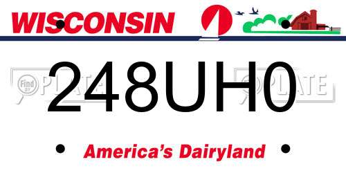 248UH0 Wisconsin License Plate