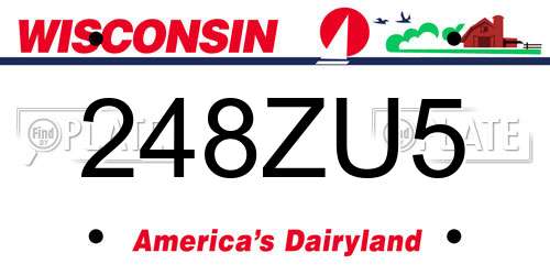 248ZU5 Wisconsin License Plate
