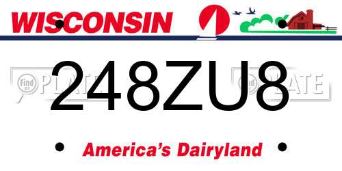 248ZU8 Wisconsin License Plate