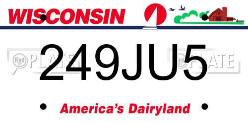 249JU5 Wisconsin License Plate