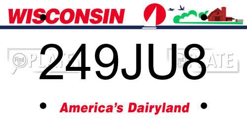 249JU8 Wisconsin License Plate