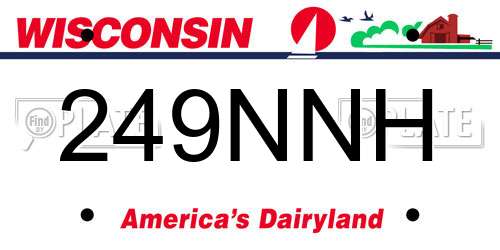 249NNH Wisconsin License Plate
