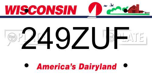 249ZUF Wisconsin License Plate