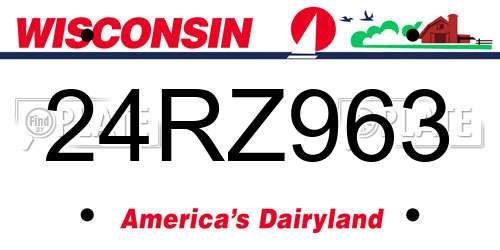 24RZ963 Wisconsin License Plate