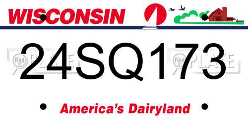 24SQ173 Wisconsin License Plate