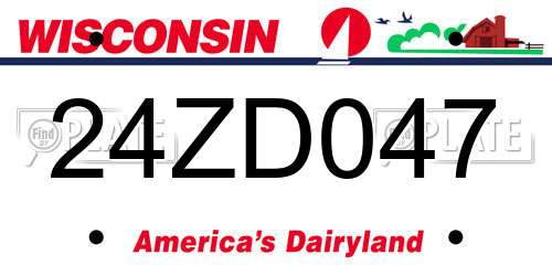 24ZD047 Wisconsin License Plate