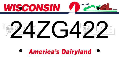 24ZG422 Wisconsin License Plate