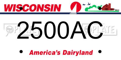 2500AC Wisconsin License Plate