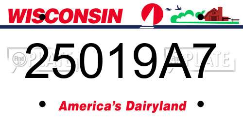 25019A7 Wisconsin License Plate