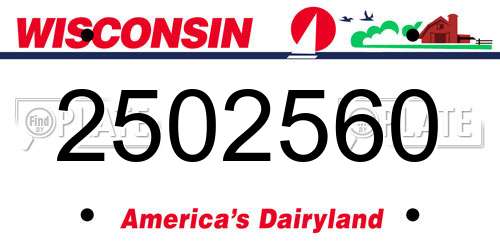 2502560 Wisconsin License Plate