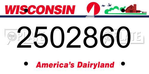 2502860 Wisconsin License Plate