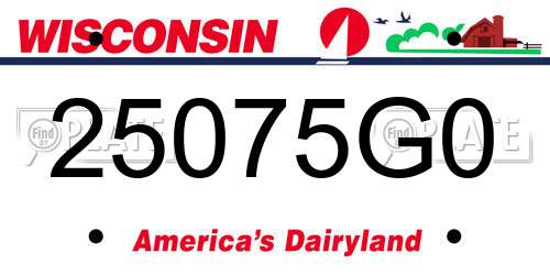 25075G0 Wisconsin License Plate
