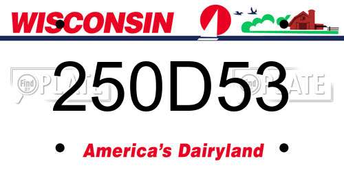 250D53 Wisconsin License Plate