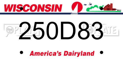 250D83 Wisconsin License Plate