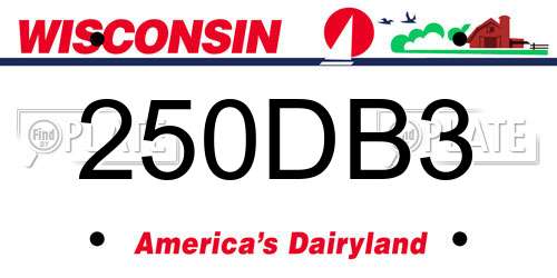 250DB3 Wisconsin License Plate