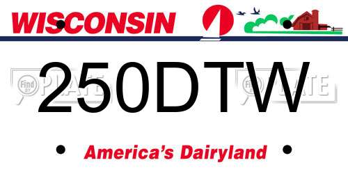 250DTW Wisconsin License Plate