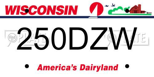 250DZW Wisconsin License Plate