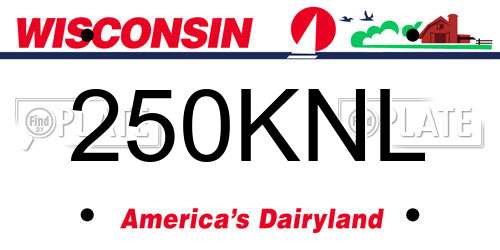 250KNL Wisconsin License Plate