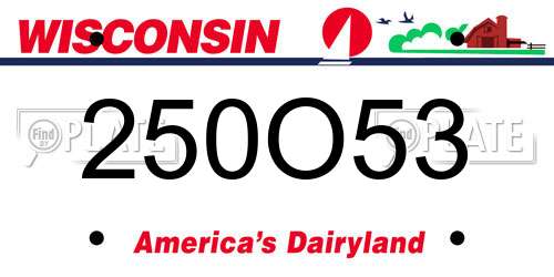 250O53 Wisconsin License Plate