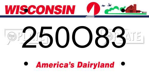250O83 Wisconsin License Plate