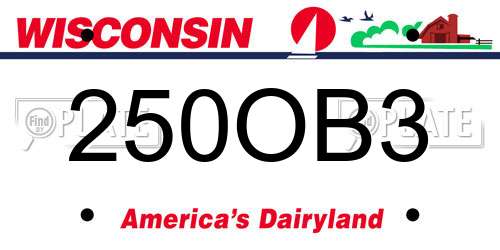 250OB3 Wisconsin License Plate