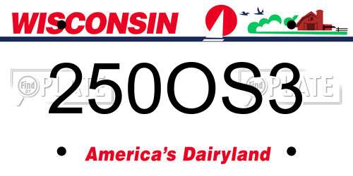 250OS3 Wisconsin License Plate