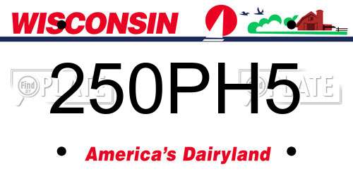 250PH5 Wisconsin License Plate