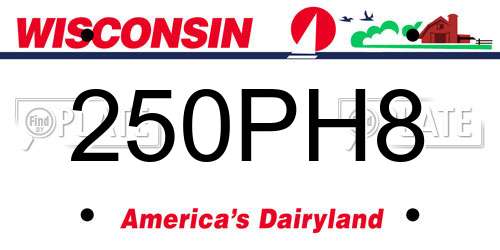 250PH8 Wisconsin License Plate