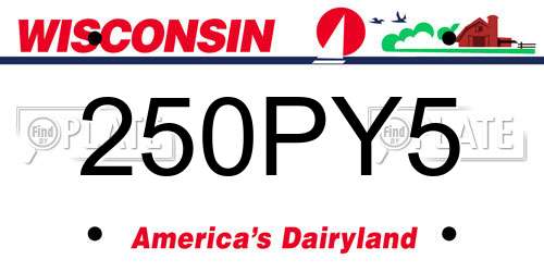 250PY5 Wisconsin License Plate