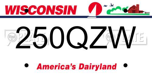 250QZW Wisconsin License Plate