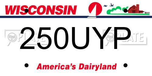 250UYP Wisconsin License Plate