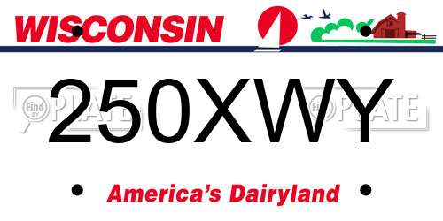 250XWY Wisconsin License Plate