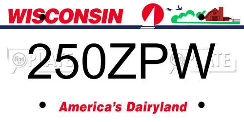 250ZPW Wisconsin License Plate
