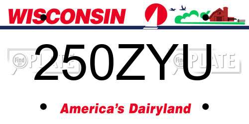 250ZYU Wisconsin License Plate