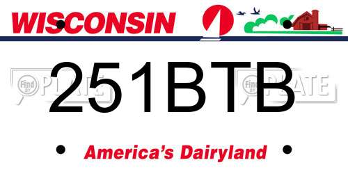 251BTB Wisconsin License Plate
