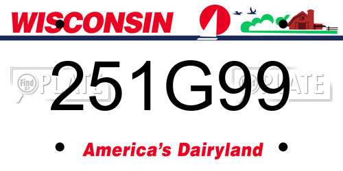 251G99 Wisconsin License Plate
