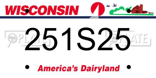 251S25 Wisconsin License Plate