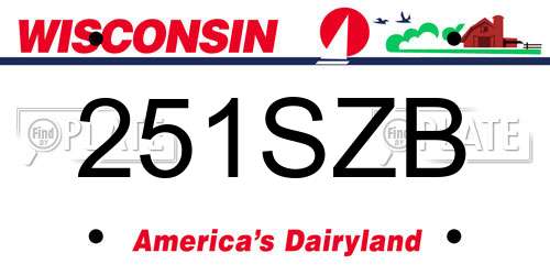 251SZB Wisconsin License Plate