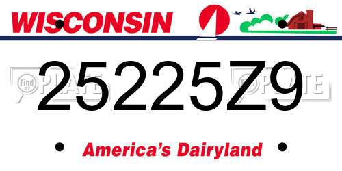 25225Z9 Wisconsin License Plate
