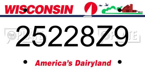 25228Z9 Wisconsin License Plate