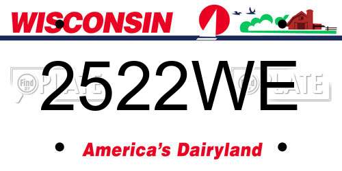 2522WE Wisconsin License Plate