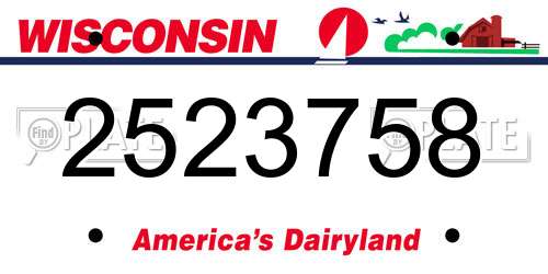 2523758 Wisconsin License Plate