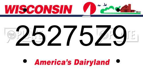 25275Z9 Wisconsin License Plate