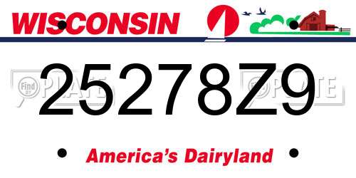 25278Z9 Wisconsin License Plate