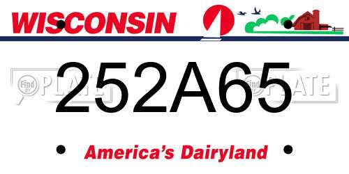 252A65 Wisconsin License Plate