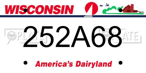 252A68 Wisconsin License Plate
