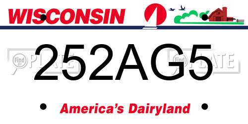 252AG5 Wisconsin License Plate