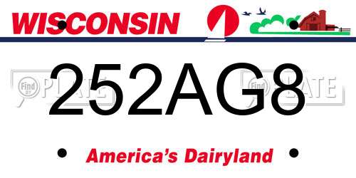 252AG8 Wisconsin License Plate