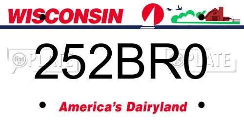 252BR0 Wisconsin License Plate