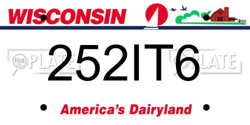 252IT6 Wisconsin License Plate